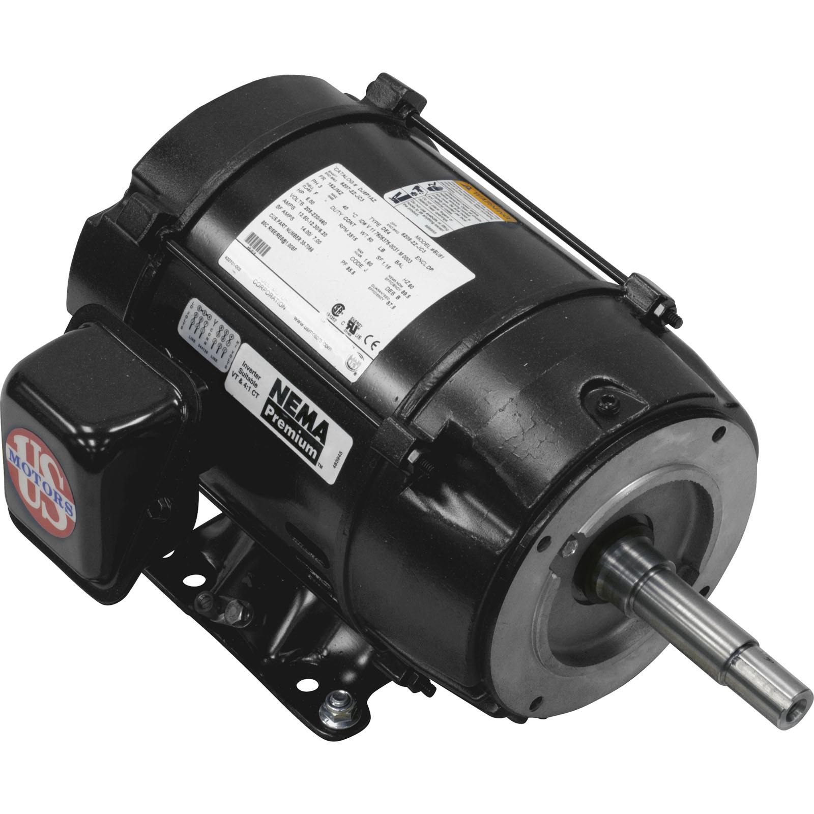 Motor, US Motor, 5 Horsepower, Three Phase, 208/230/460v | EEQK500