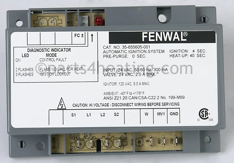 Kidde-Fenwal35-655605-00124 VAC Hot Surface Ignition Control Board Module