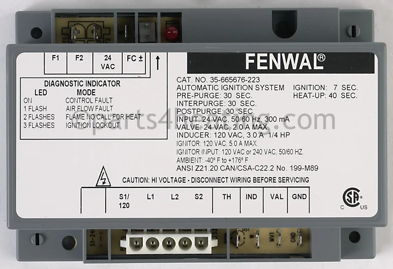 Kidde-Fenwal35-665676-223Ignition Control Board 24 VAC Hot Surface with Blower Relay