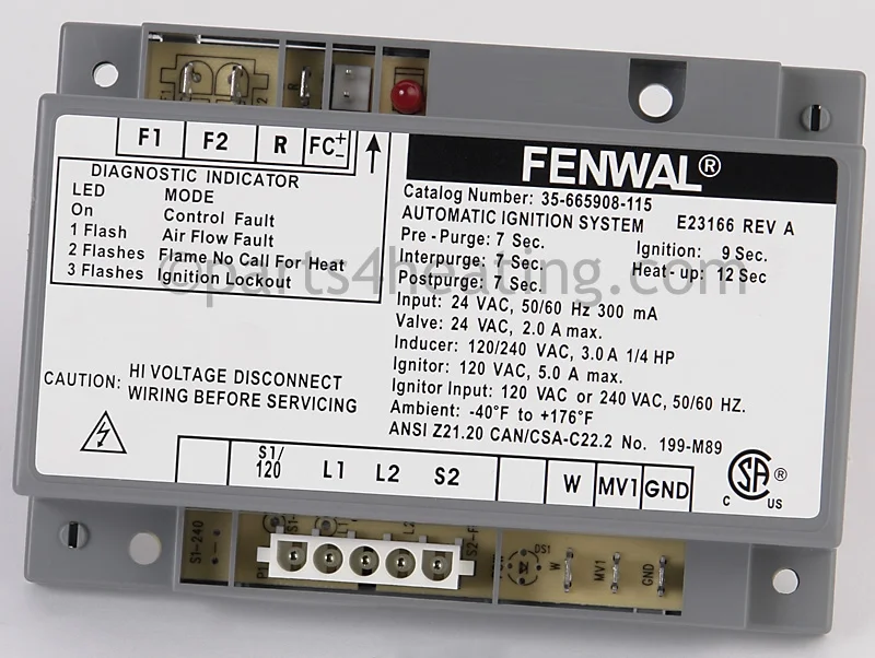 Kidde-Fenwal35-665908-11524 VAC Hot Surface Ignition Control Board With Blower Relay