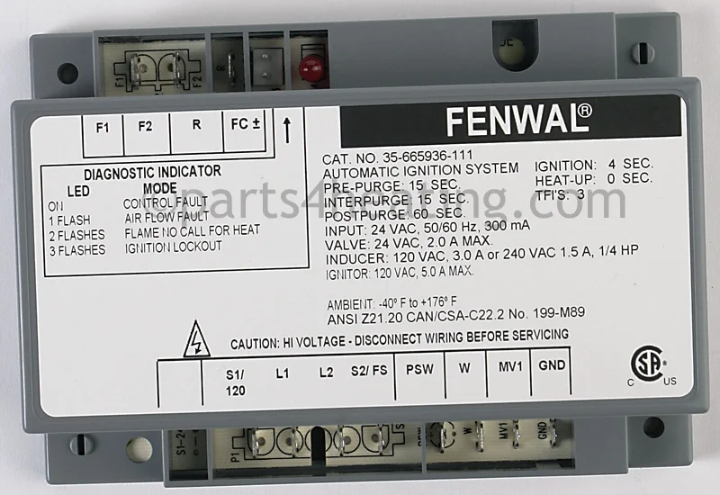 Kidde-Fenwal35-665936-11124 VAC Hot Surface Ignition Control Board With Blower Relay