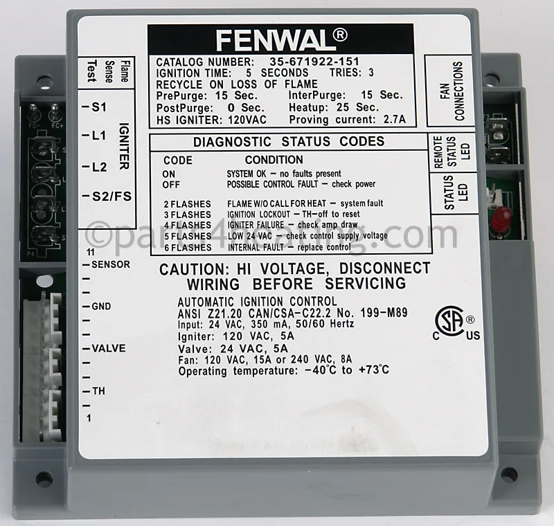 Kidde-Fenwal35-671922-15124 VAC Proven Hot Surface Ignition Control Board Board
