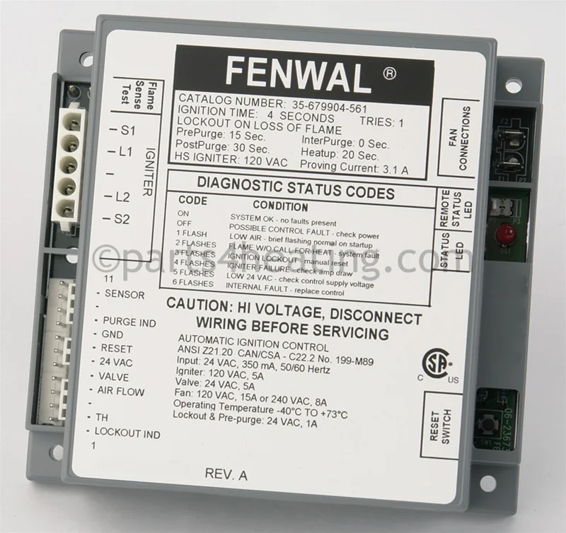 Kidde-Fenwal35-679904-56124 VAC Proven Hot Surface Ignition Control Board With Blower Relay