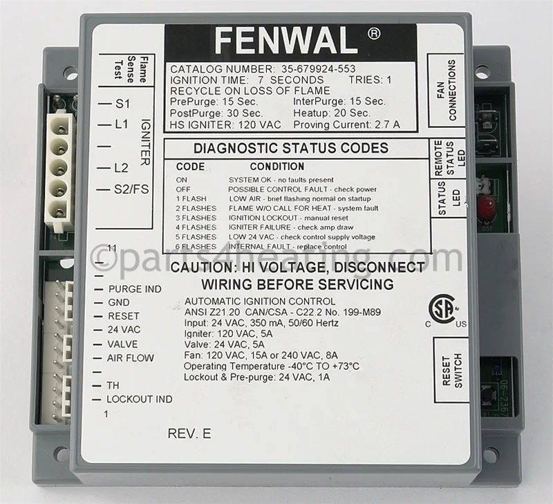 Kidde-Fenwal35-679924-55324 VAC Proven Hot Surface Ignition Control Board With Blower Relay
