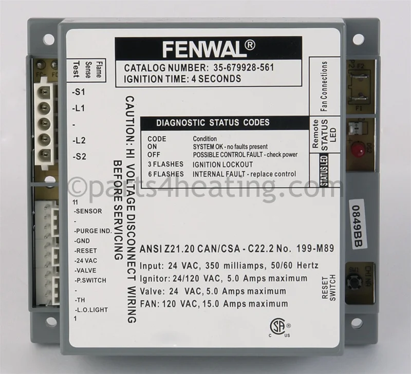 Kidde-Fenwal35-679928-56124 VAC Proven Hot Surface Ignition Control Board With Blower Relay