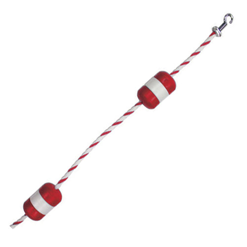 Pool Safety Rope and Float Kit - 40 Feet - 3/4 Inch Red and White Rope with 5 x 9 Inch Locking Floats