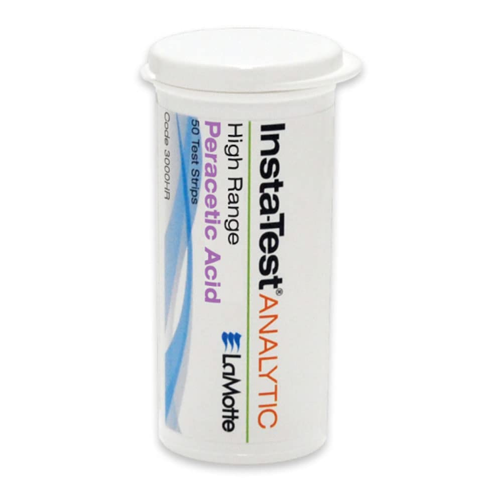 LaMotte Insta-Test 3000HR Peracetic Acid Single Factor Test Strip, High Range, 0-1000ppm Range (Pack of 50)