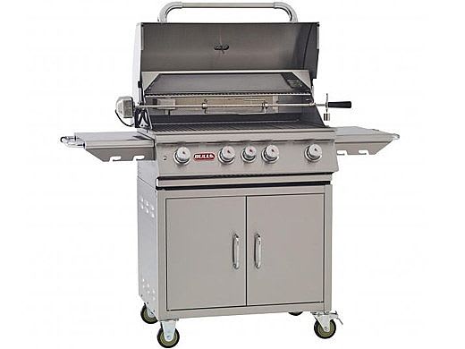 Bull BBQ Angus 30" 4-Burner Stainless Steel Natural Gas Grill Cart with Lights