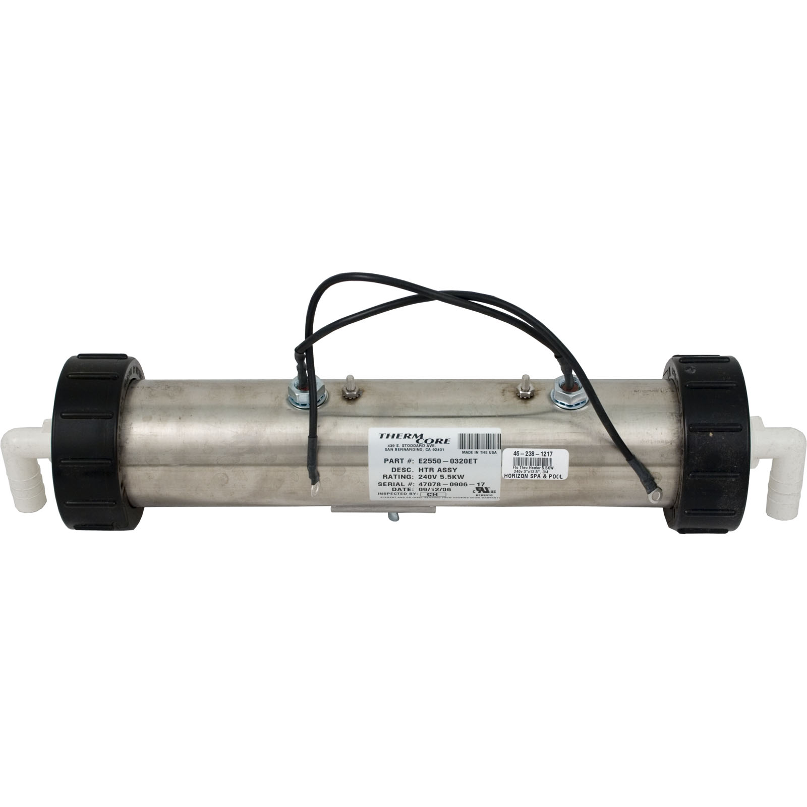 Heater, LowFlow, 13-1/2″ x 3″, 230v, 5.5kW, 90deg Tlpc, Gen | E2550-0320ET