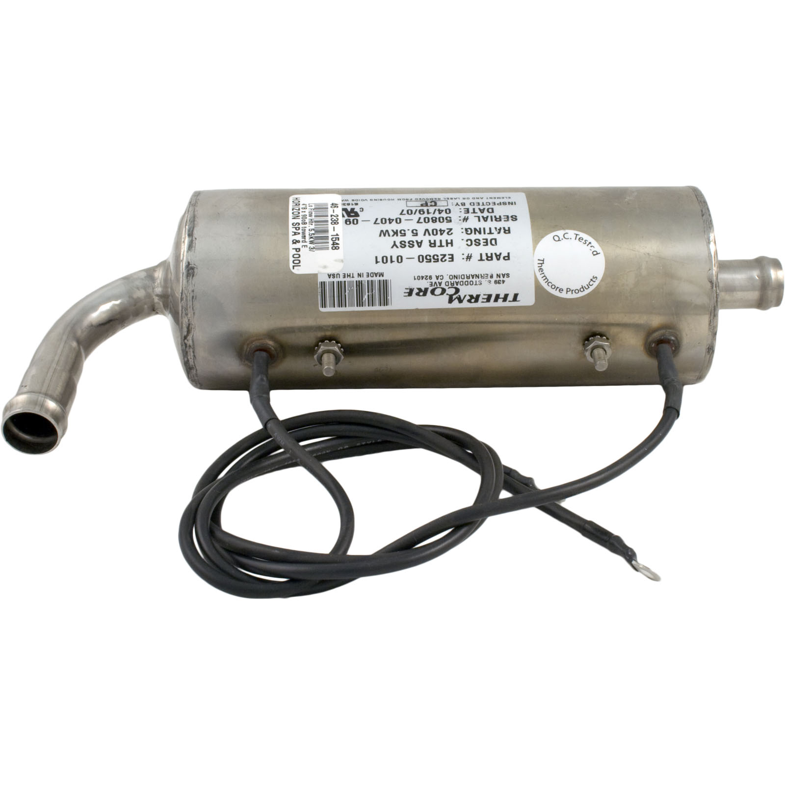 Heater, LowFlow, Caldera Repl, 230v, 5.5kW, 90deg Toward Elec, Gen | E2550-0101
