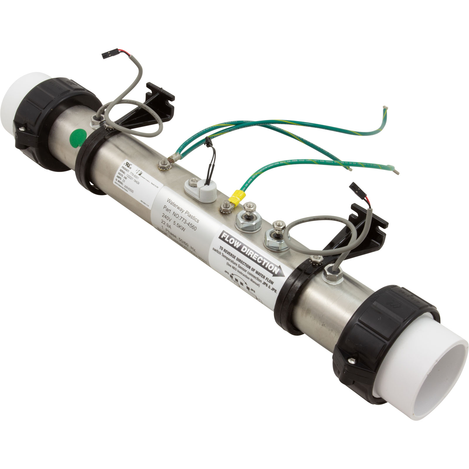 Heater, FloThru, Waterway NEO Series, 15″ x 2″, 5.5kW, 230v | 775-5001