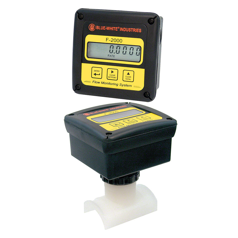 F-2000RTP Digital Paddlewheel Flow Meter - 3 Inch Sch 80 PVDF Saddle Mount - Battery 60-600 GPM Remote