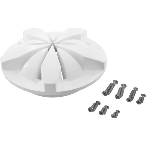 Main Drain Grate Anti-Hair Snare 8" Round w/Hardware Wht TSS-2800CS