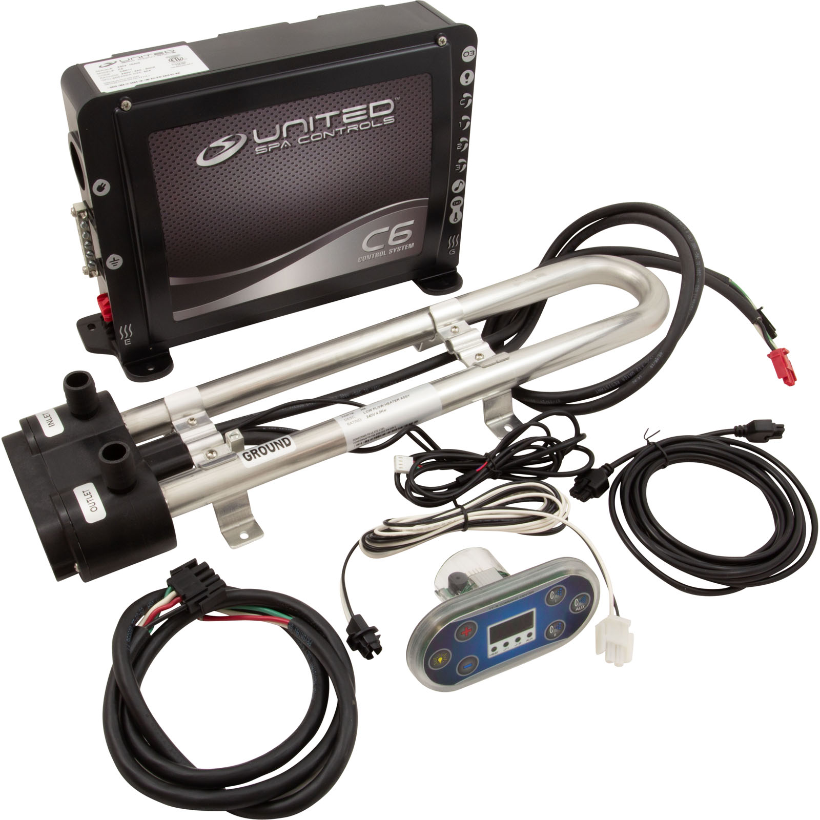 Control, United Spa C5-L, 4kw, P1, P2, Aux, CP, 115/230v, T7S, B11 | CL117S