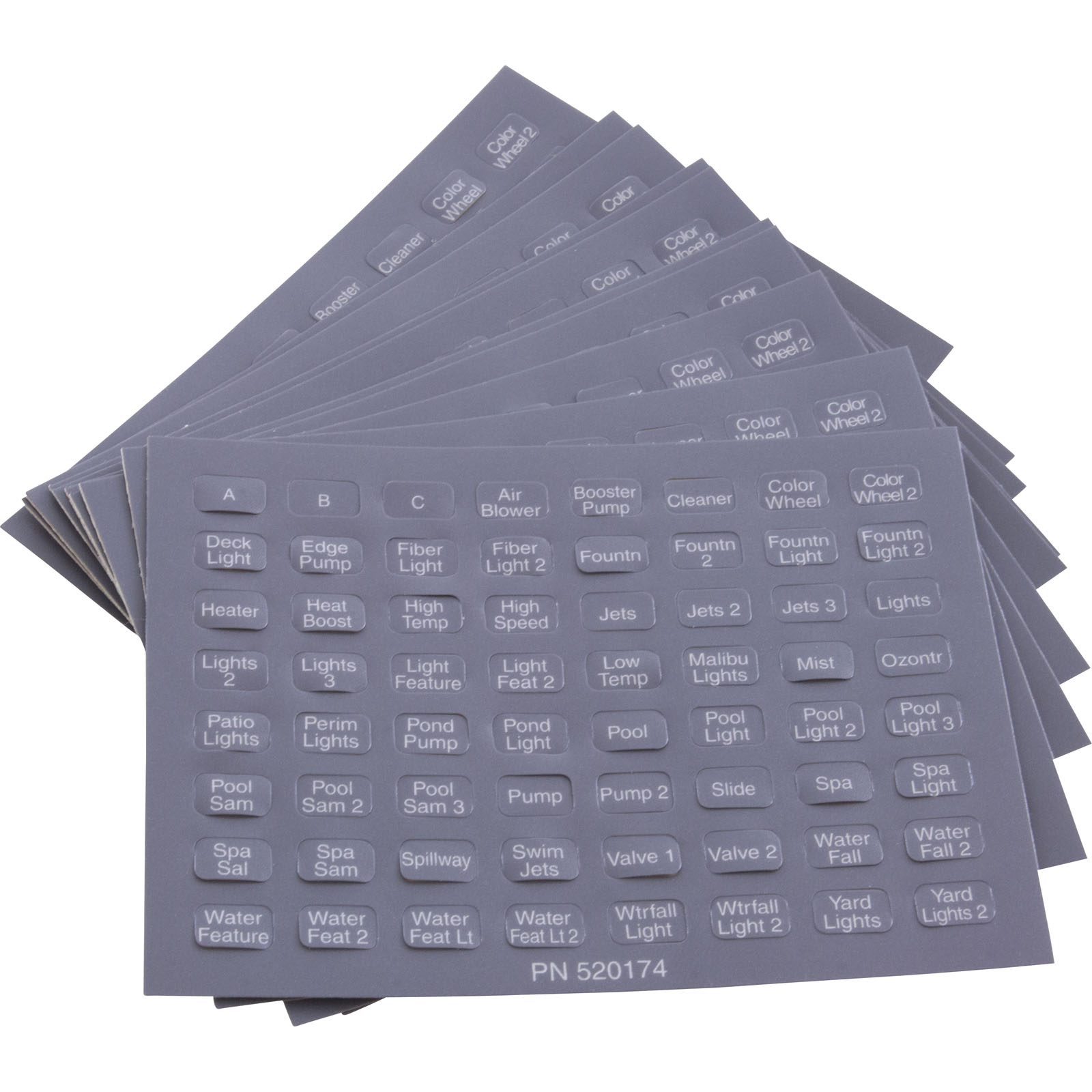 Label, Pentair, IntelliTouch, iS10, Set of 10 |520344
