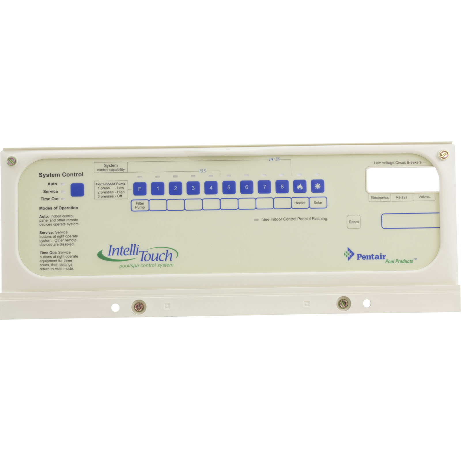 Control Panel Bezel, Pentair, IntelliTouch, i5-3S, i9-3S |520304