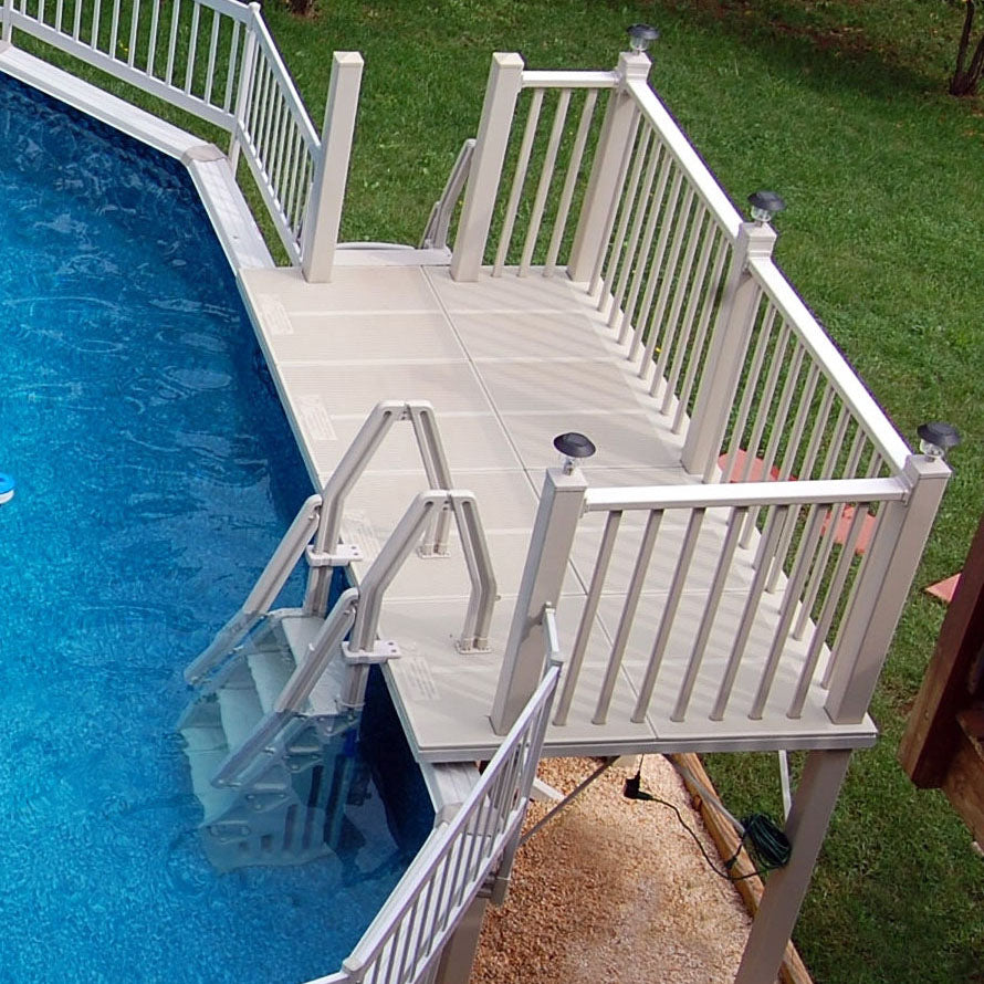 VinylWorks 5' x 10' Rectangular Resin Pool Deck w/ Steps & Safety Gate (Oval Pools)