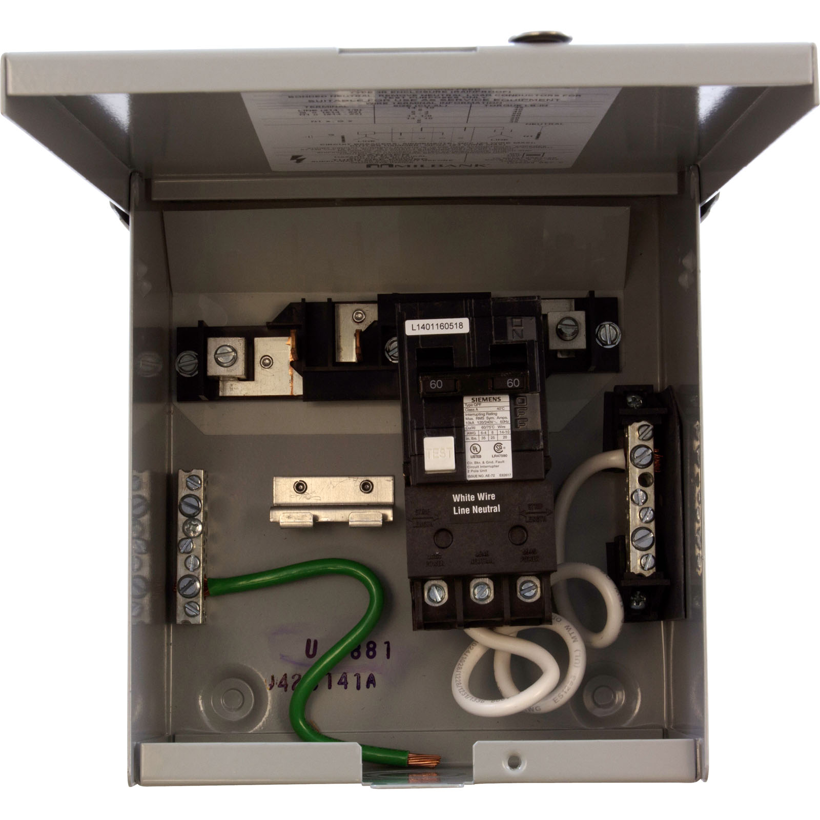 Load Center, GFCI Disconnect, 115v/230v, DP, 60A | U4881-O-60GB
