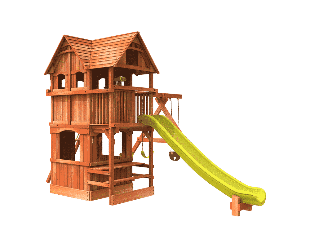 Woodplay Playhouse XL 6' D Swing Set