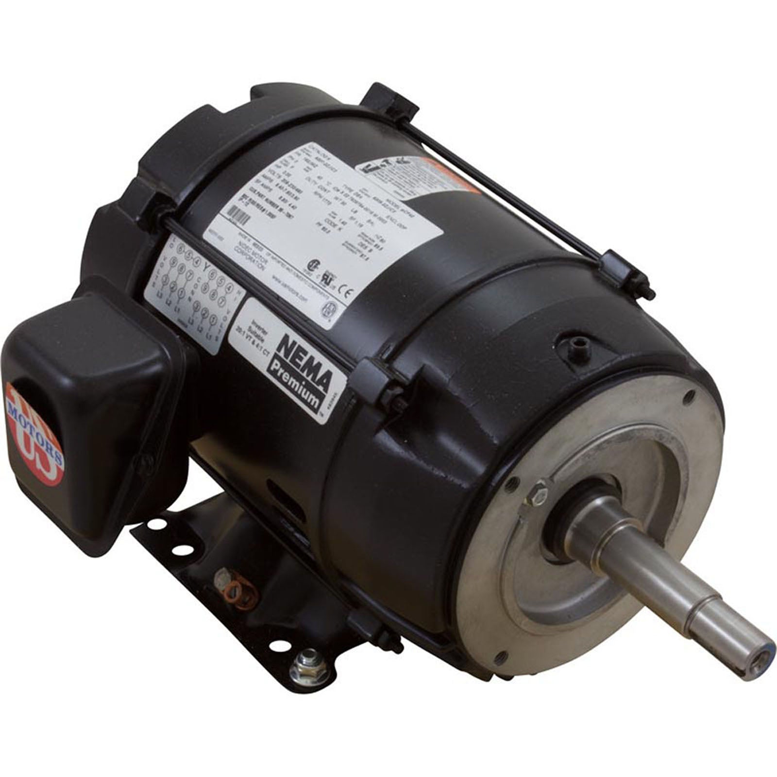 Motor, Nidec, 3.0hp, 208v-230v/460v, 3ph, EQ Series, Waterfall