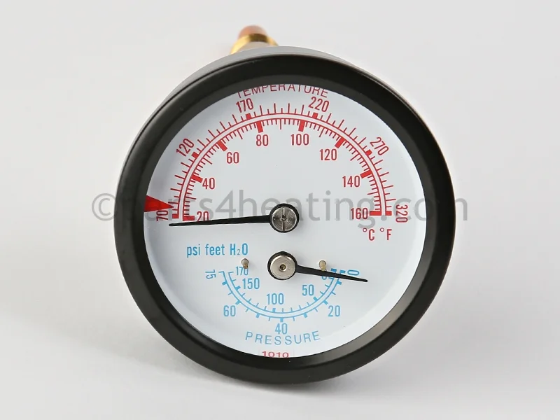 Velocity Boiler Works95-068Temperature Pressure Gauge 5.0 Inch Shank