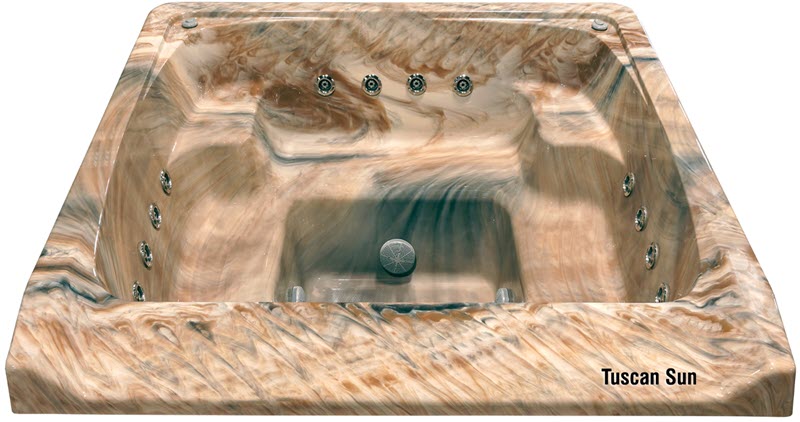 7' x 7' Square Oasis Vanishing Edge Spillover Spa with 12 Jets Alps - Tuscan Sun