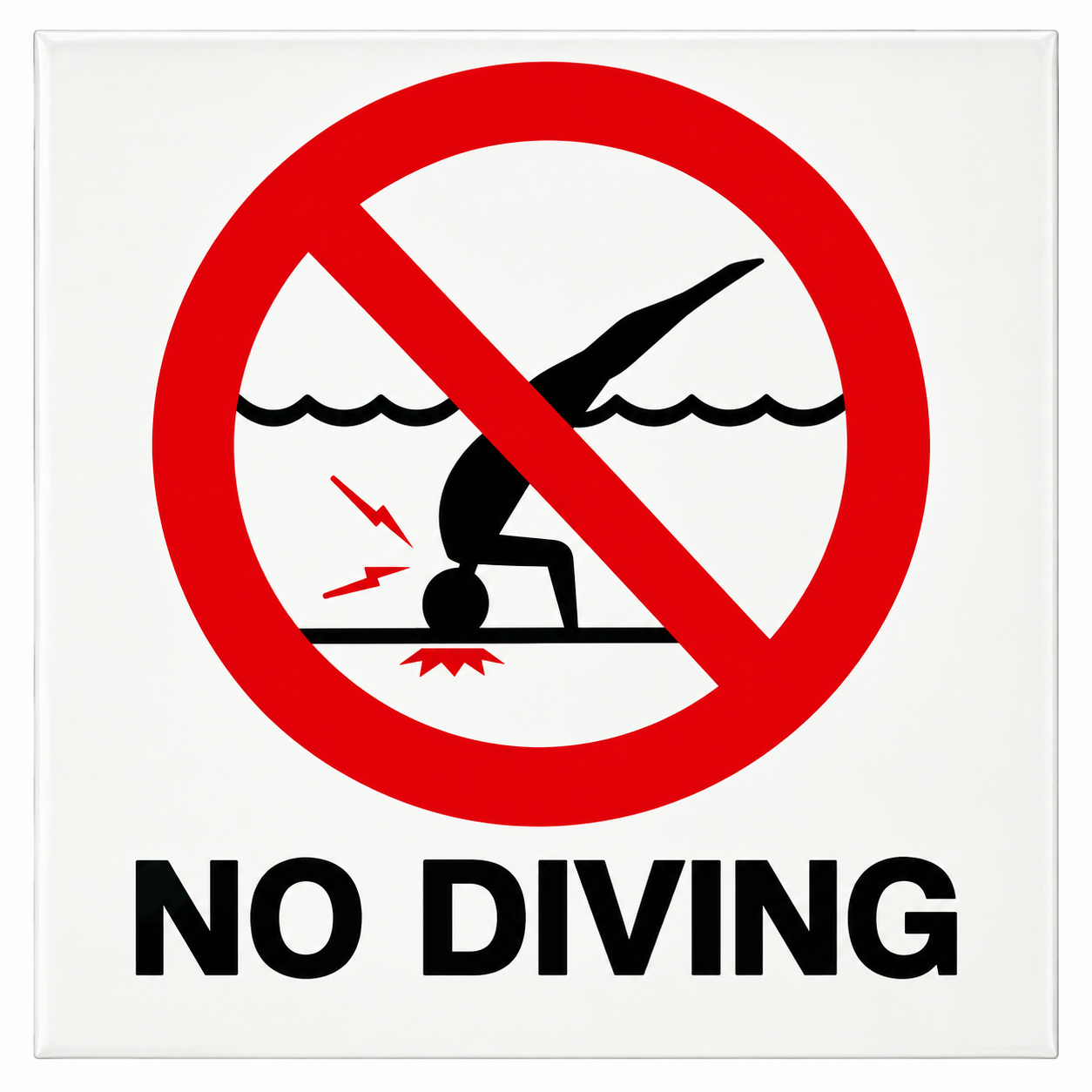 Inlays | C611500 | 6" x 6" No Diving Smooth Waterline Marker