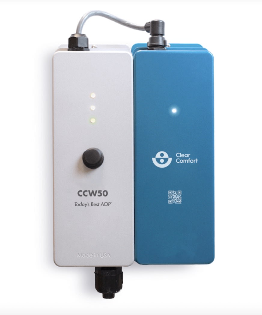 Clear Comfort CCW50 Advanced Oxidation System Bundle with Manifold Installation Kit for Spas