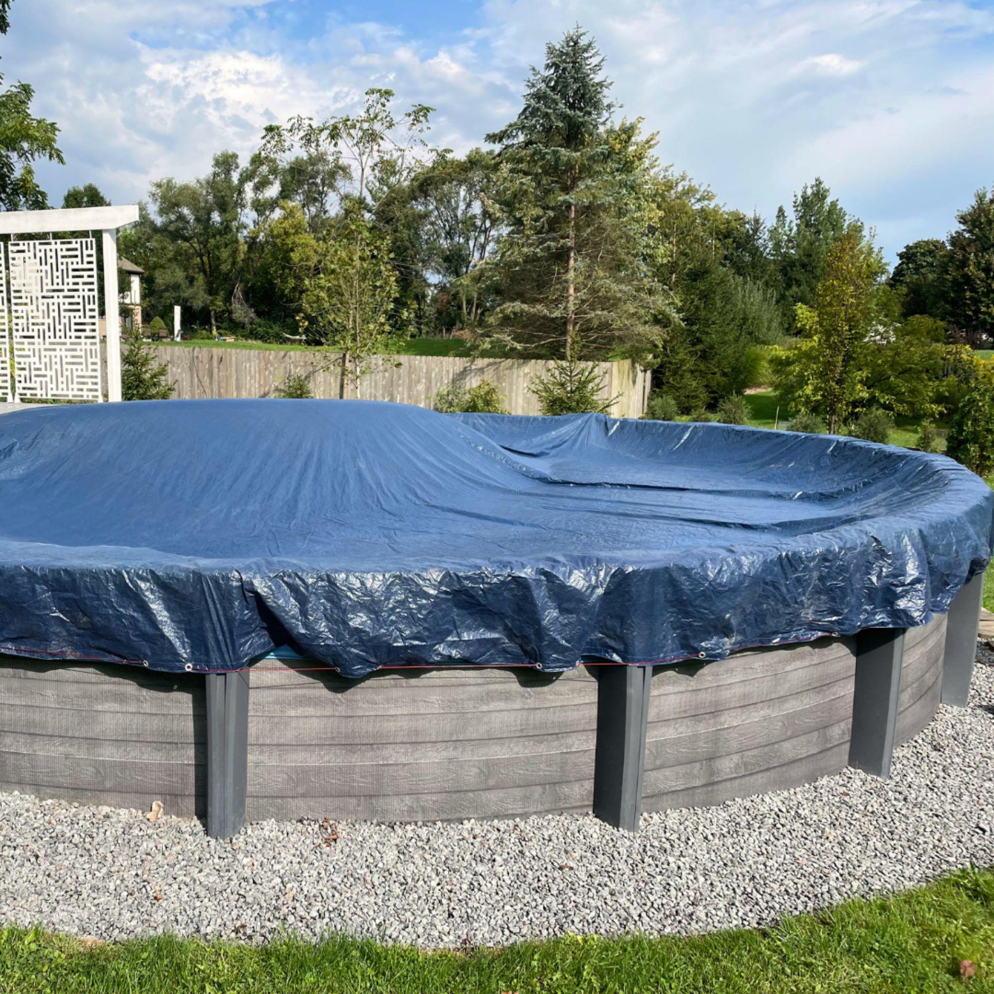 8-Year Midwest Canvas Deluxe Winter Pool Cover for 12' x 24' Oval Pools (Cover Size 15' x 27')