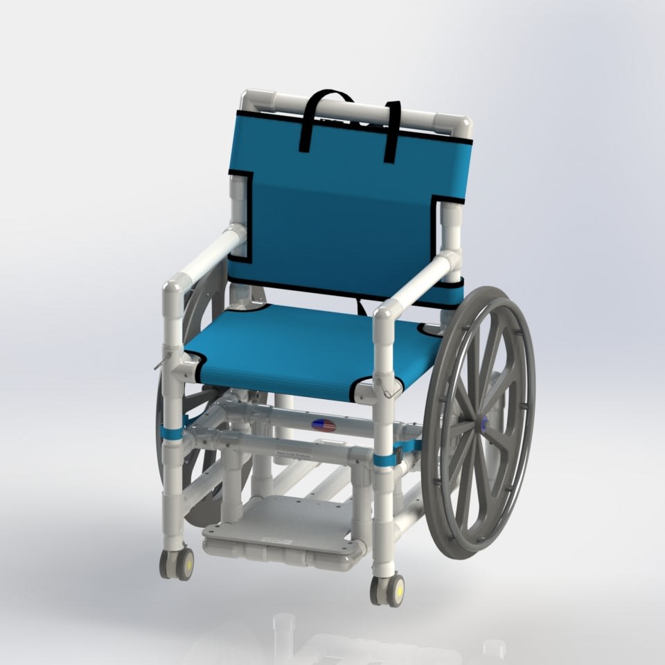 Aqua Creek 21" PVC Pool Access Chair with Mesh Seat and Slide Out Footrest, F-520WSPM
