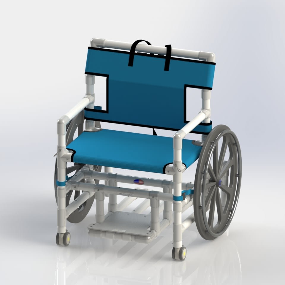 Aqua Creek 24" PVC Pool Access Chair with Mesh Seat and Slide Out Footrest, F-520XWSPM