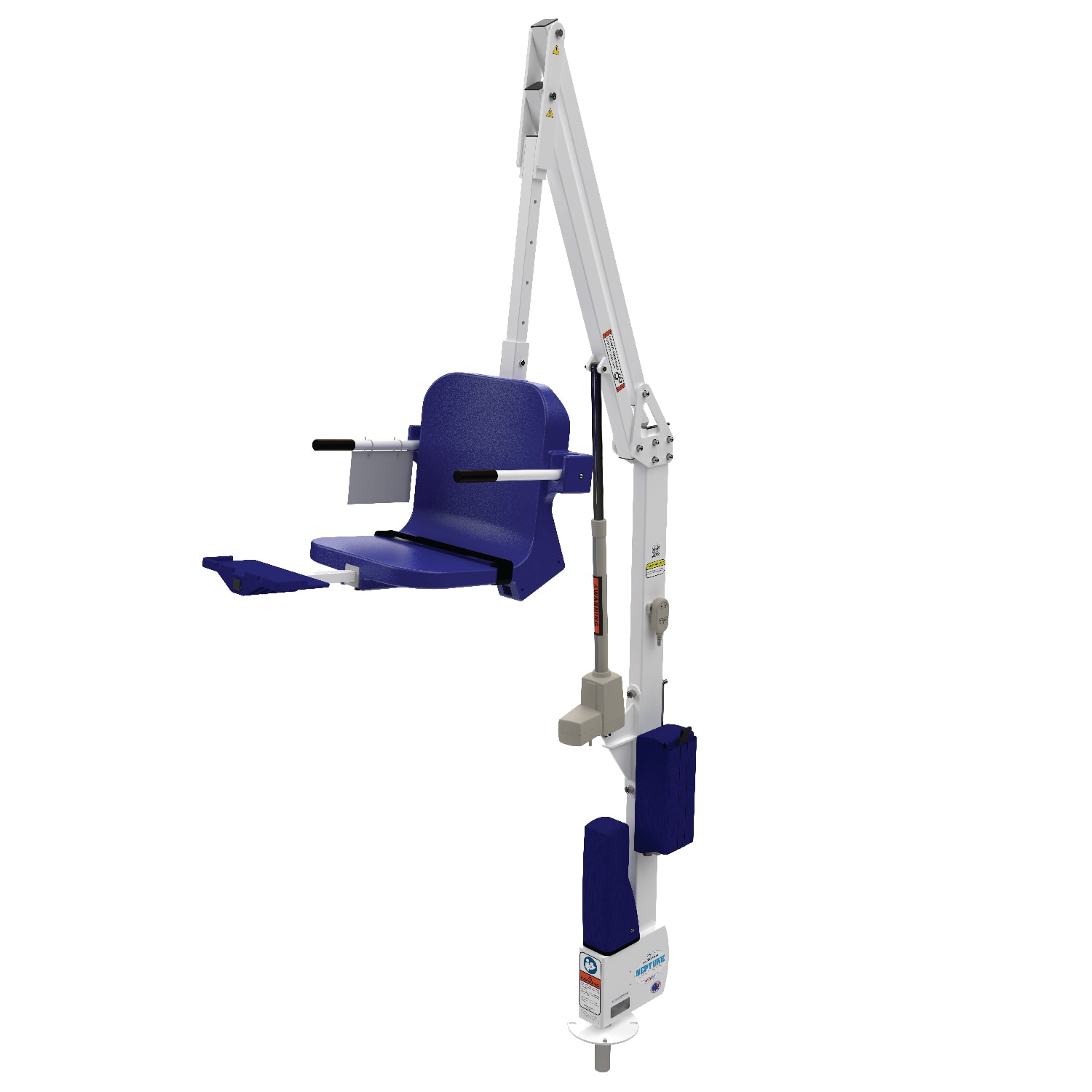 Aqua Creek Neptune Pool Lift, No Anchor, White Powder Coat With Blue Seat, F-NPTN