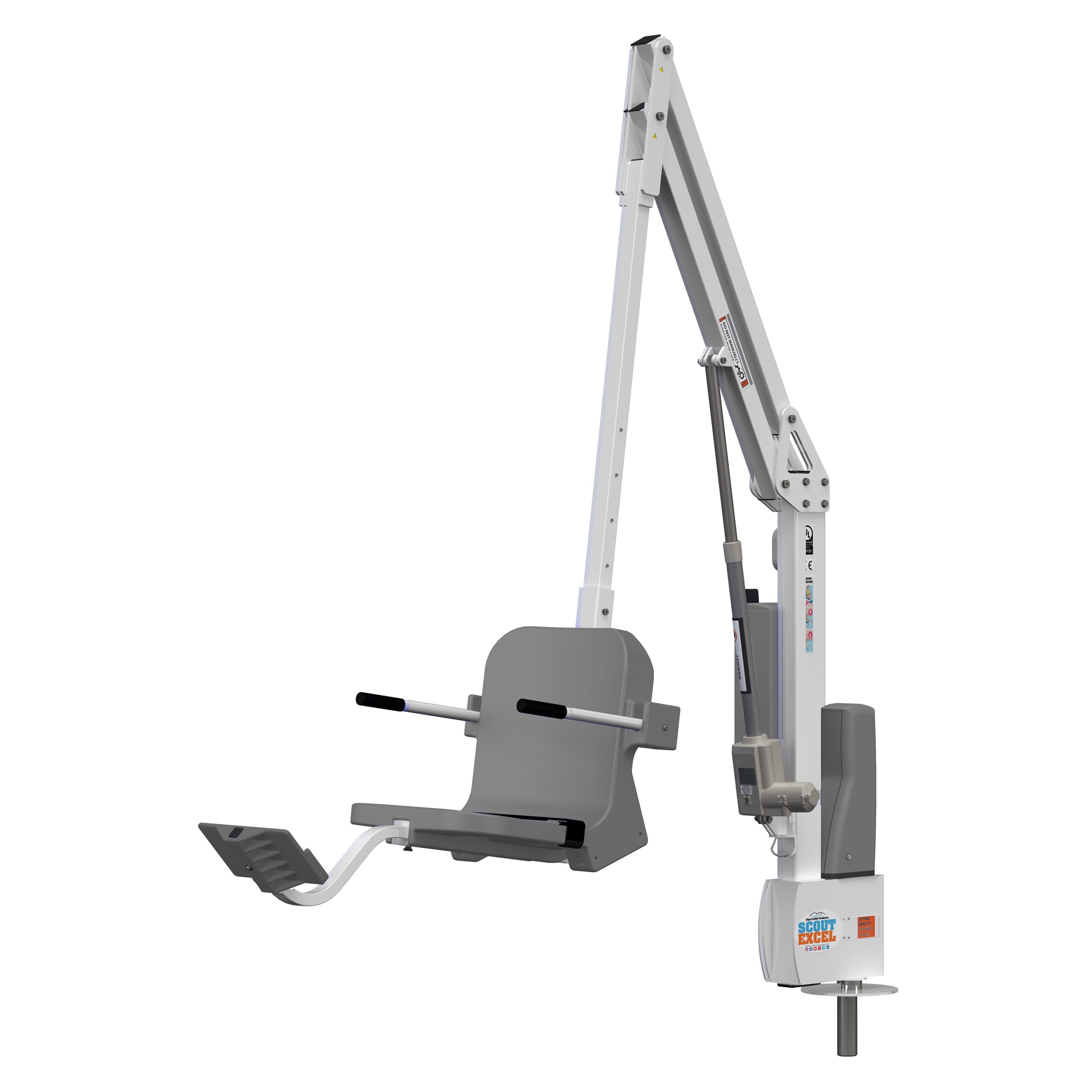 Aqua Creek 375 lbs Capacity Scout Excel White Pool Lift with Gray Seat without Anchor, F-SCTXL-G