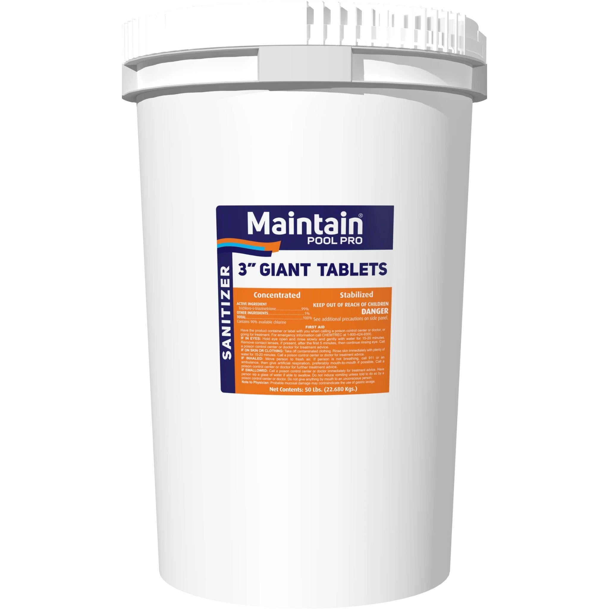 Giant 3 Inch Chlorine Tablets, 50 lbs. (Stabilized 99% Tri-Chlor)