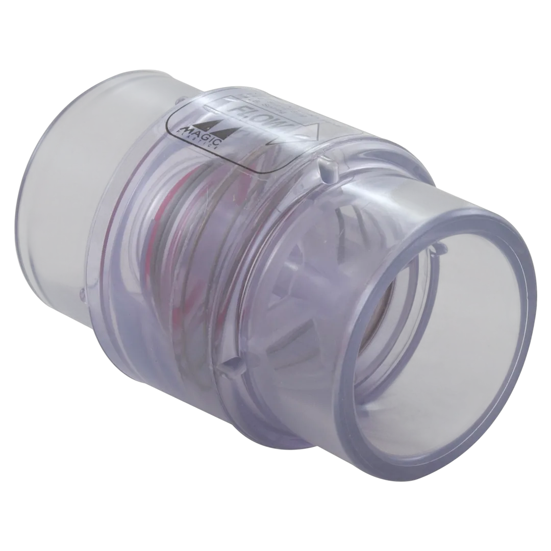 Magic Plastics 0830-15C Clear Check Valve 1.5 x 2 in 0.25 lb Spring