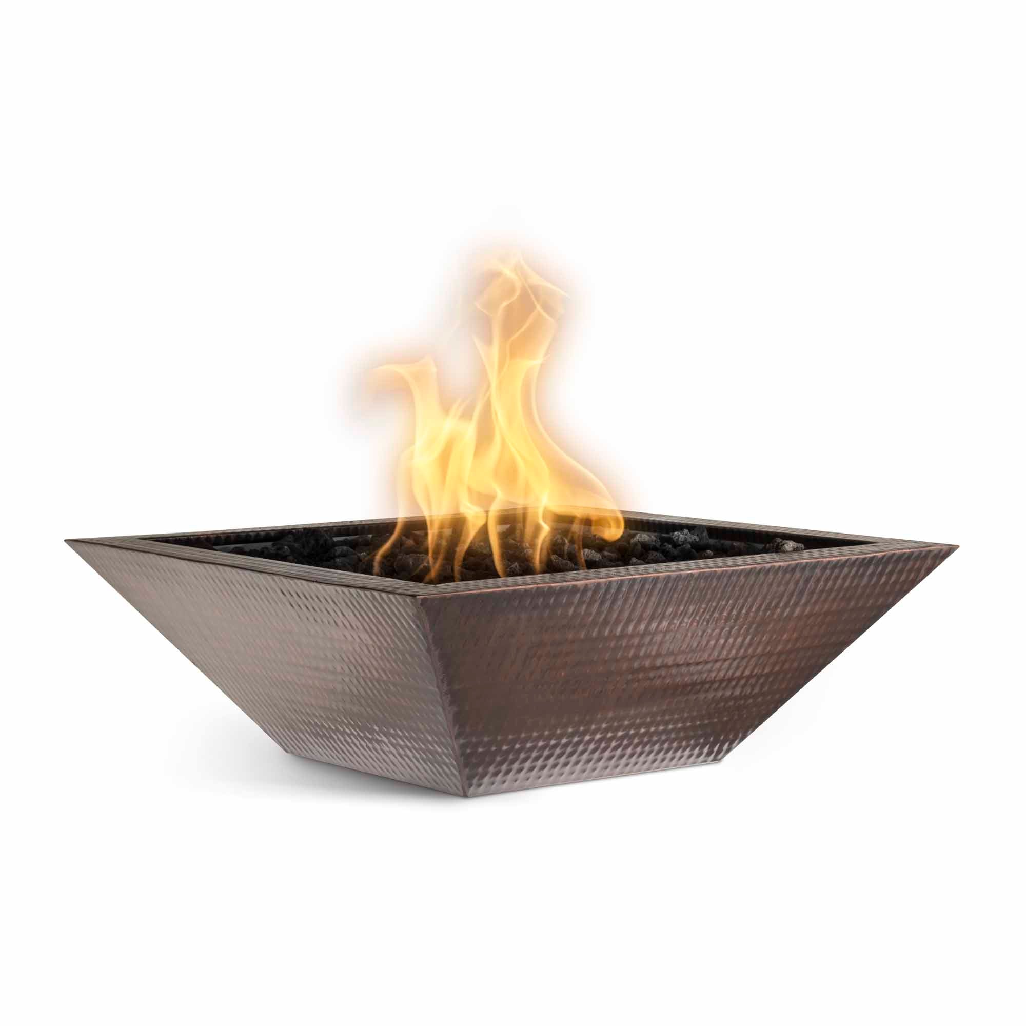 The Outdoor Plus | Maya Fire Bowl – Hammered Patina Copper | 24", 30" | Liquid Propane or Natural Gas | 4 week lead time