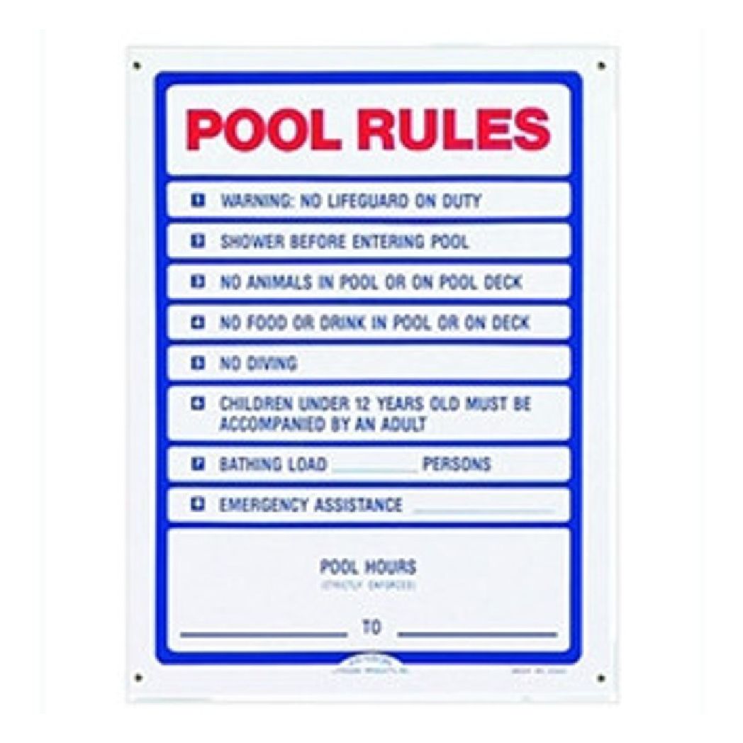 Pentair Pool Rules 18" x 24" Commercial Safety Signage - R230400