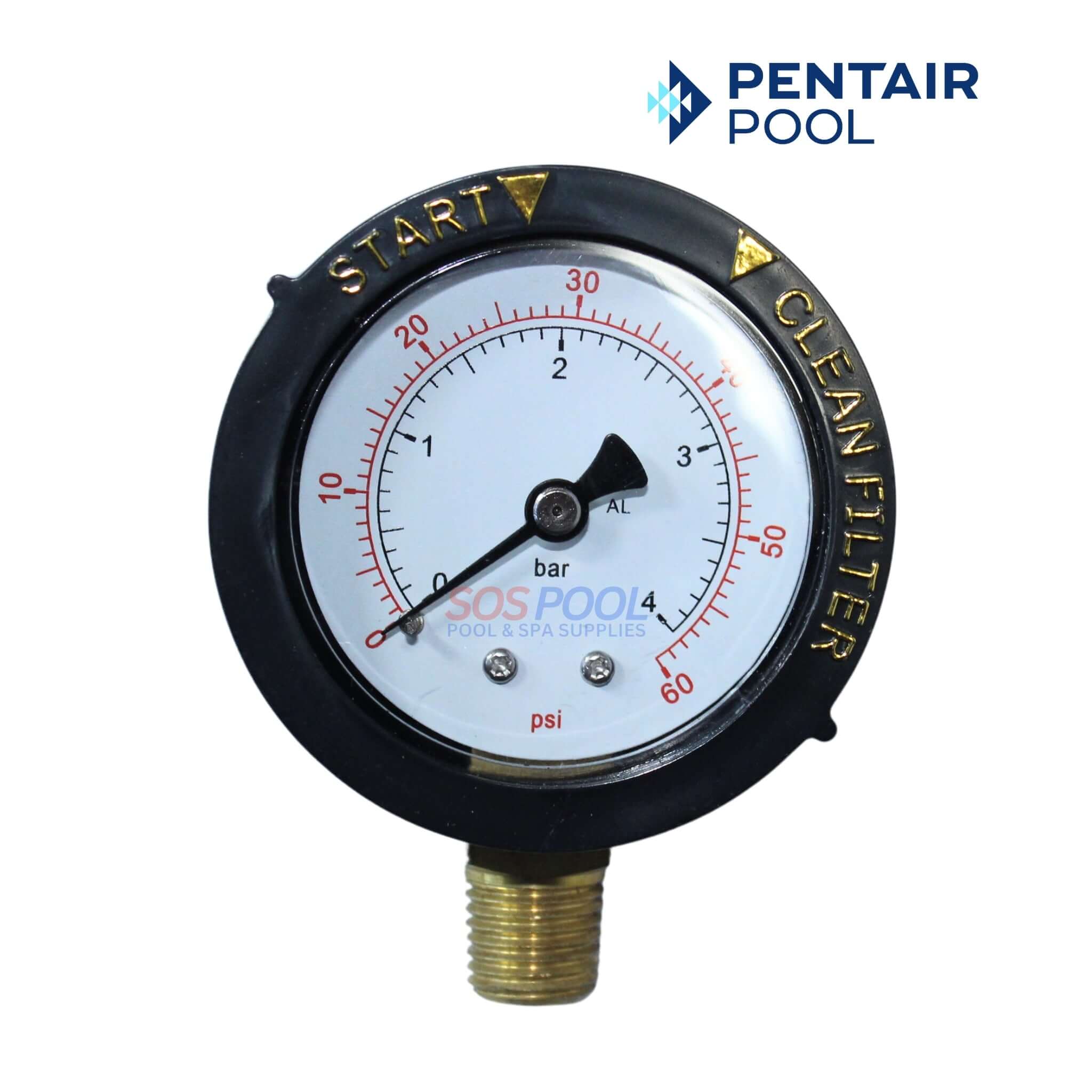 Pentair Clean and Clear Filter Pressure Gauge Replacement | 0-60 PSI |1/4 inch Top Mount | 190058