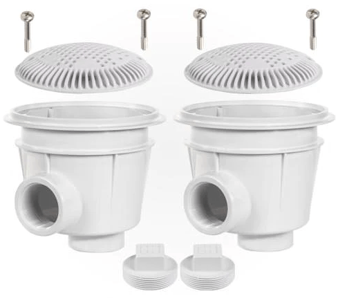Hayward Concrete Outlet Dual Suction Main Drains w/ Adjustable Plaster Ring - WG1154SDGRPAK2
