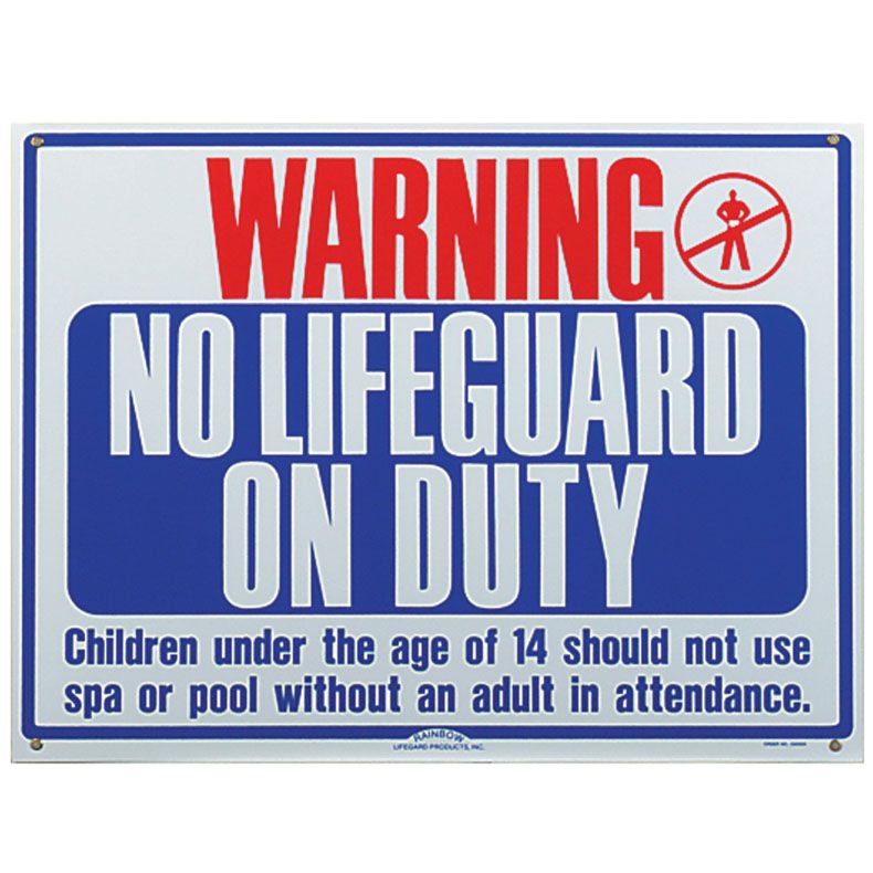 Pentair No Lifeguard on Duty 18" x 24" Commercial Safety Signage - R230500