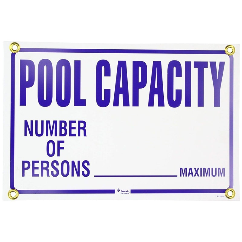 Pentair Pool Capacity 12" x 18" Commercial Safety Signage - R230900