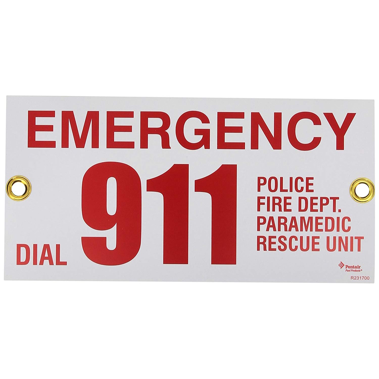 Pentair Emergency Phone No. 911 6" x 12" Commercial Safety Signage - R231700