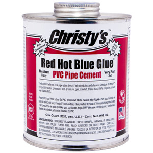 Christy's Blue 1 Qt Red Hot Blue Glue Medium Body Low VOC PVC Solvent Cement, 505201