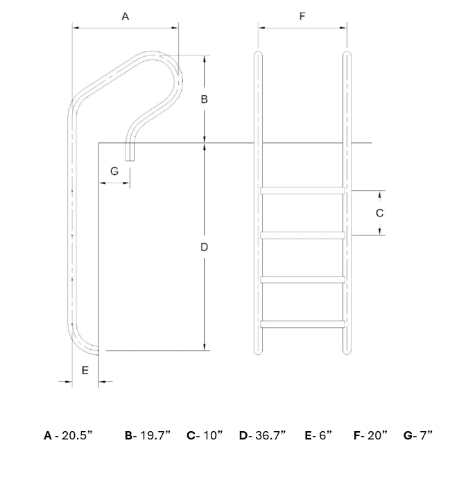 Northern Stainless - Silver (Parallel)Series Ladder - Logo Tread