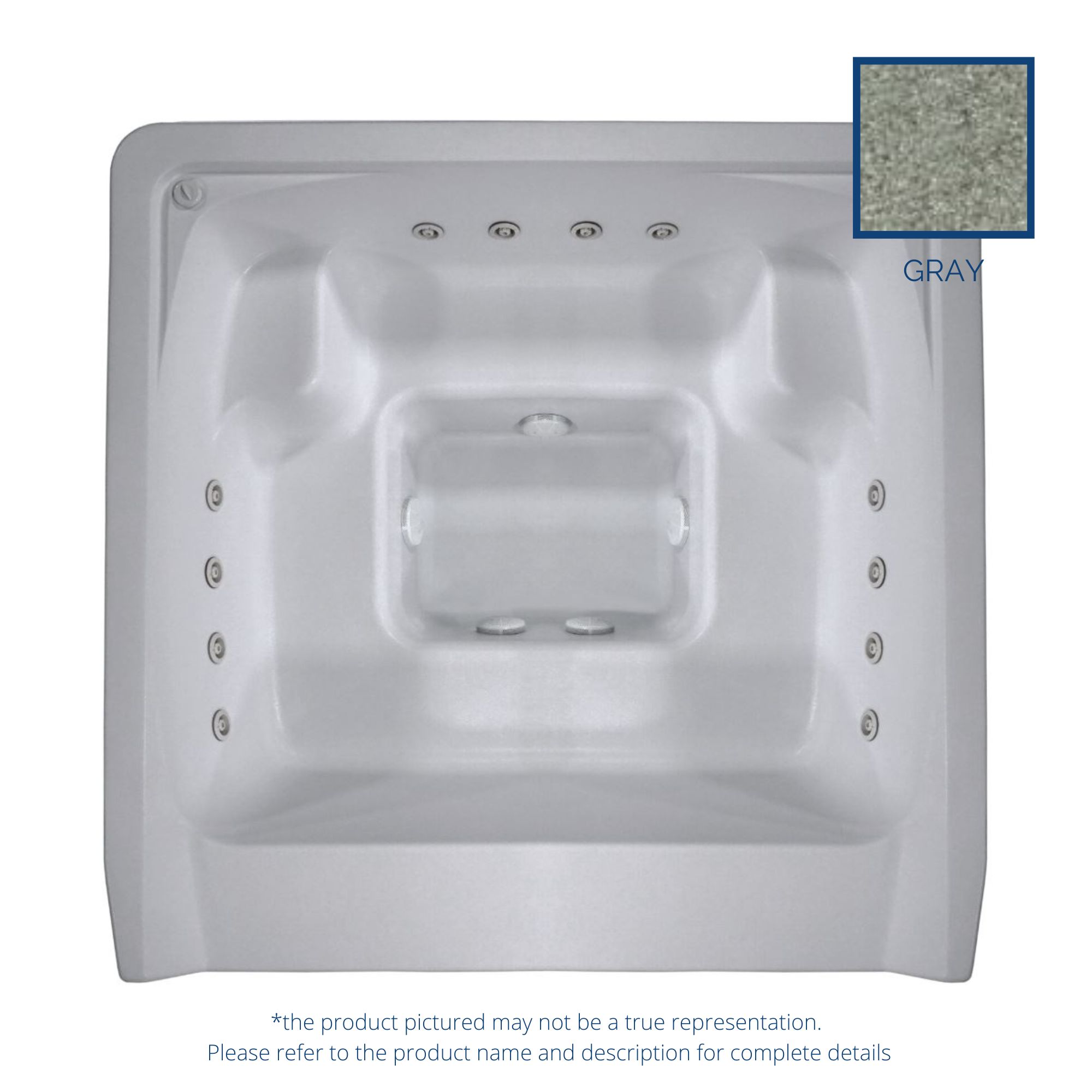 7' x 7' Square Oasis Vanishing Edge Spillover Spa with 12 Jets Alps - Gray Granite