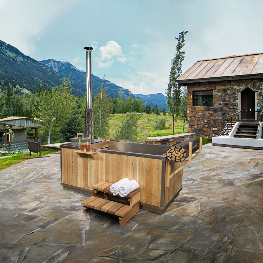 Leisurecraft - The Starlight Wood Burning Hot Tub - White Cedar - Aluminum Interior