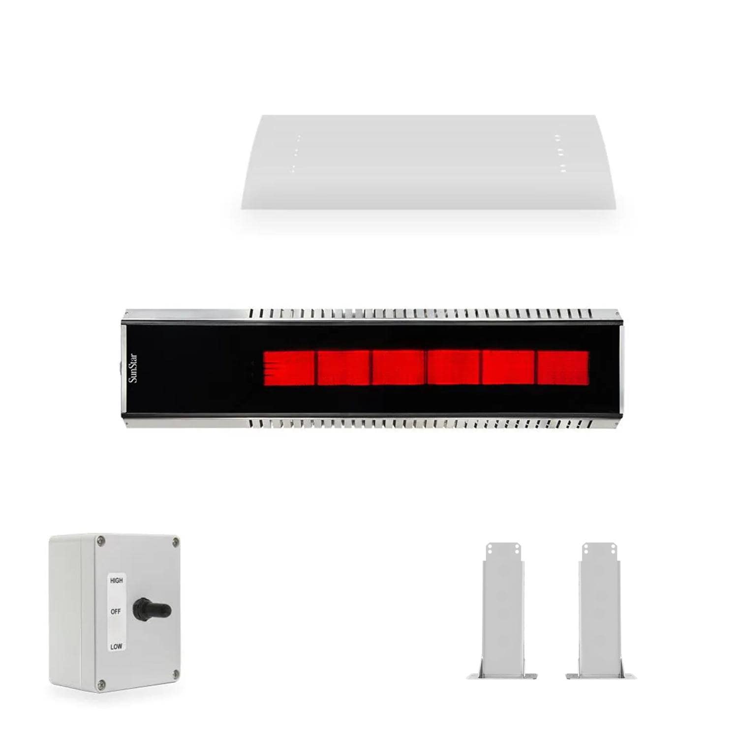Sunstar Infrared Heater Package, 35,000-24,000 BTU, Propane, Marine Grade Stainless, with Heat Shield & Fixed Mount | L7 MGL0