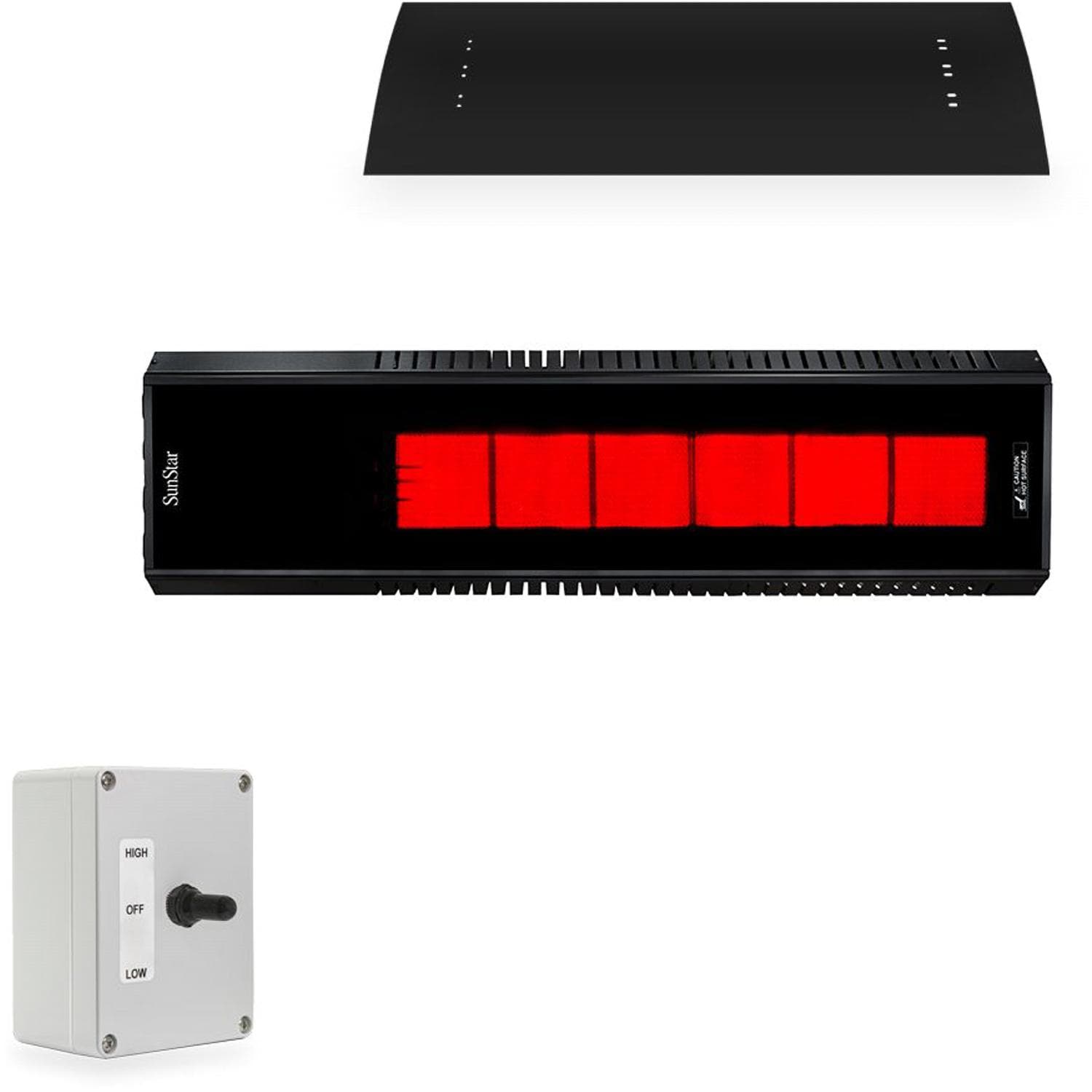 Sunstar Infrared Heater Package, 50,000-34,000 BTU, Propane, Black, with Heat Shield & Fixed Mount | 50L7 SGL0
