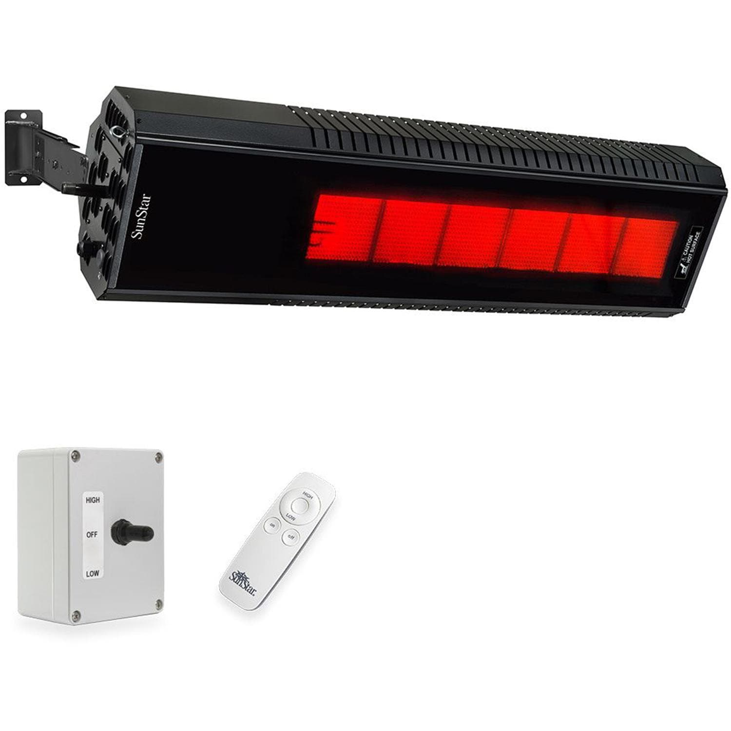 Sunstar Infrared Heater Package, 50,000-34,000 BTU, Natural Gas, Black, with Remote & Adjustable Mount | 50N10 SGL1560