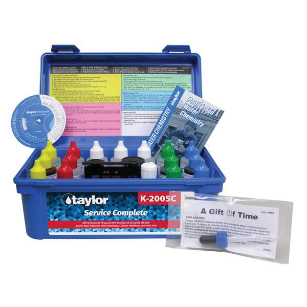 Taylor K-2005C Service Complete Kit, Chlorine, Bromine, pH, Alkalinity, Hardness, CYA, 2 oz, 8-Pack | K-2005C-8
